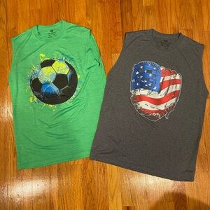Bundle of 2 Tek Gear Youth XL Sleeveless Graphic Athletic Shirts